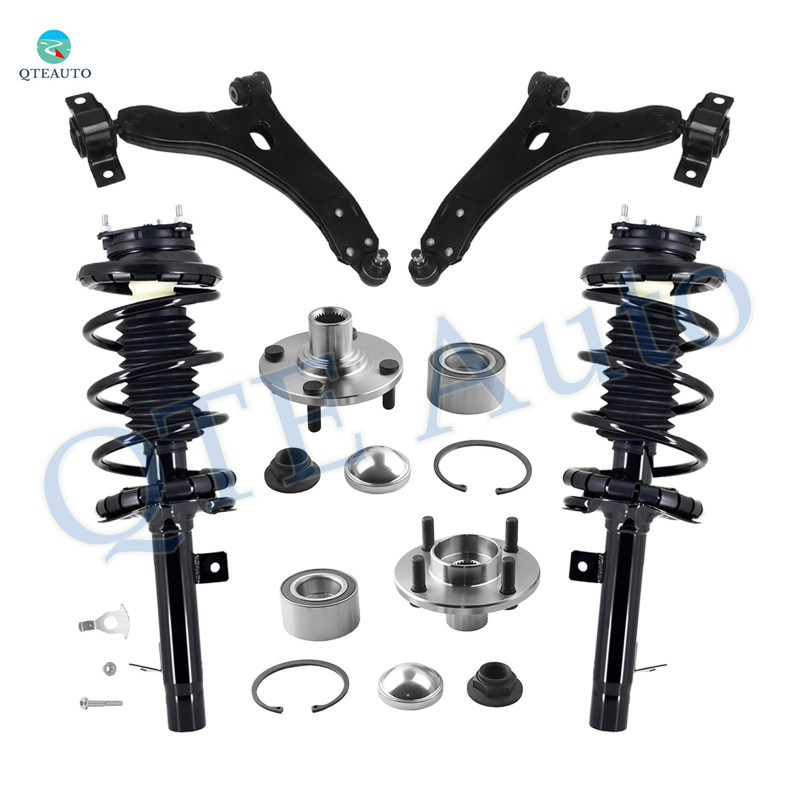 Set of 6 Front Lower Control Arm Ball Joint-Wheel Hub Bearing Assembly-Quick Complete Strut-Coil Spring Assembly For 2000-2004 Ford Focus