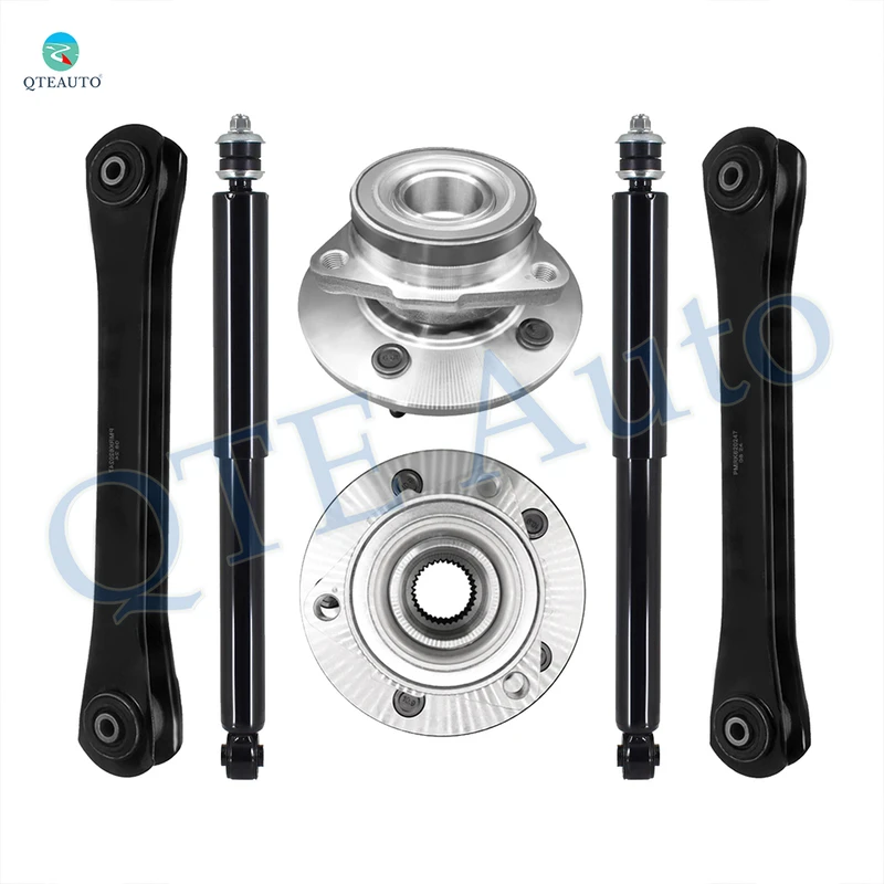 Set of 6 Front Lower Control Arm-Wheel Hub Bearing Assembly-Shock Absorber For 2000 2001 Dodge RAM 1500 2-Wheel ABS