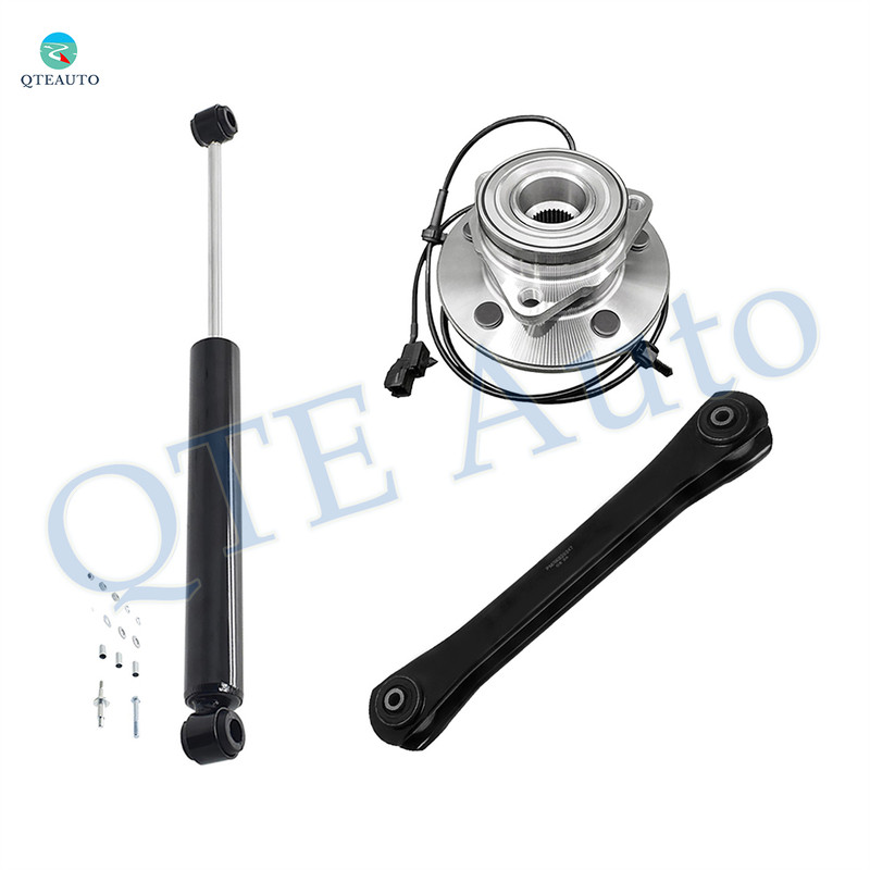 Set of 3 Front Lower Control Arm-Wheel Hub Bearing Assembly-Steering Damper For 2000 2001 Dodge RAM 1500