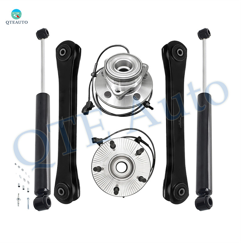 Set of 6 Front Lower Control Arm-Wheel Hub Bearing Assembly-Steering Damper For 2000 2001 Dodge RAM 1500