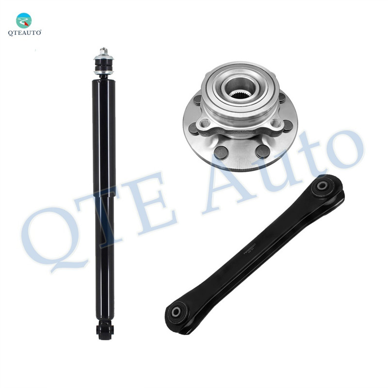 Set of 3 Front Lower Control Arm-Wheel Hub Bearing Assembly-Shock Absorber For 2000 2001 Dodge RAM 2500 w/ 8800 GVW