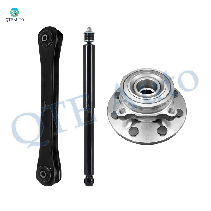 Set of 3 Front Lower Control Arm-Wheel Hub Bearing Assembly-Shock Absorber For 2000 2001 Dodge RAM 2500 w/ 8800 GVW