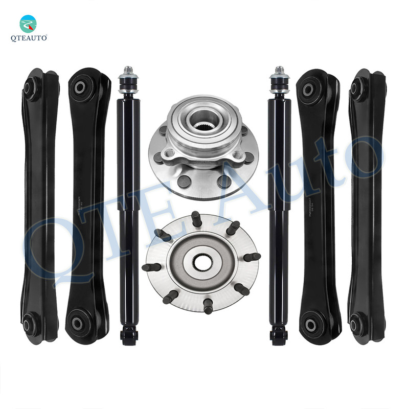 Set of 8 Front Lower and Upper Control Arm-Wheel Hub Bearing Assembly-Shock Absorber For 2000 2001 Dodge RAM 2500