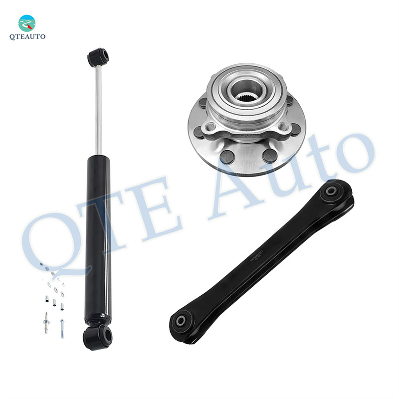 Set of 3 Front Lower Control Arm-Wheel Hub Bearing Assembly-Steering Damper For 2000 2001 Dodge RAM 2500