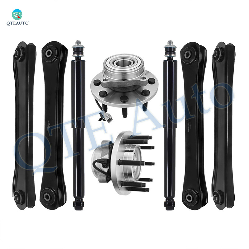 Set of 8 Front Lower and Upper Control Arm-Wheel Hub Bearing Assembly-Shock Absorber For 2000-2002 Dodge RAM 2500