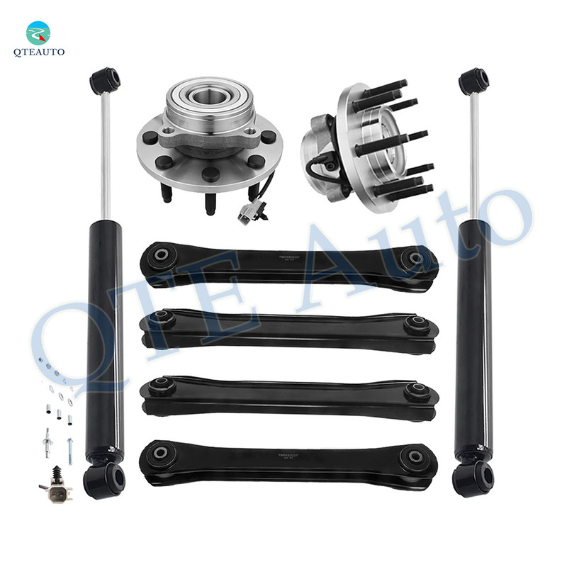 Set of 8 Front Lower and Upper Control Arm-Wheel Hub Bearing Assembly-Steering Damper For 2000-2002 Dodge RAM 3500