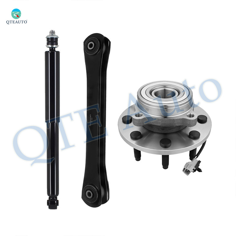 Set of 3 Front Lower Control Arm-Wheel Hub Bearing Assembly-Shock Absorber For 2000-2002 Dodge RAM 2500