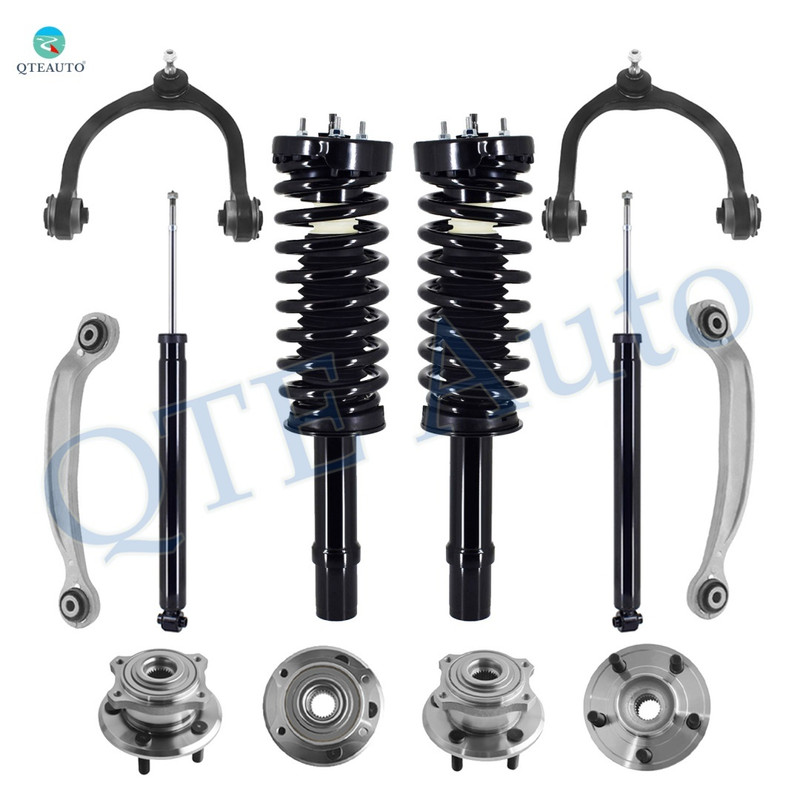 Set of 12 Front Upper Control Arm Ball Joint-Wheel Hub Bearing-Quick Complete Strut-Coil Spring Assembly-Rear Upper Rearward Control Arm-Wheel Hub Bearing-Shock Absorber For 2005-2009 Chrysler 300 AWD