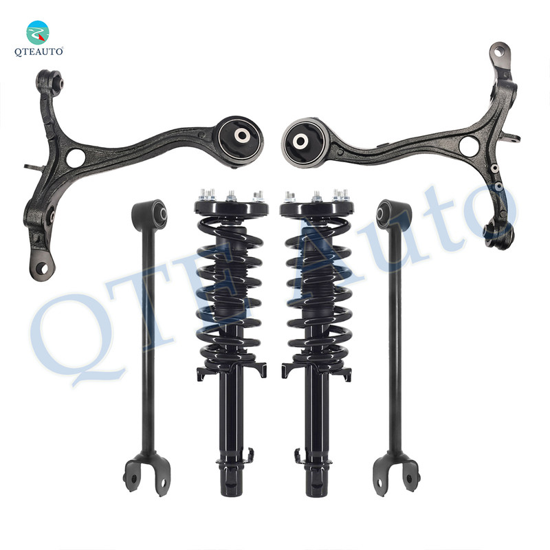 Set of 6 Front Lower Control Arm-Sway Bar Link-Quick Complete Strut-Coil Spring Assembly For 2008-2012 Honda Accord V6