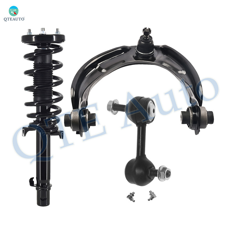 Set of 3 Front Left Upper Control Arm Ball Joint-Sway Bar Link-Quick Complete Strut-Coil Spring Assembly For 2008-2012 Honda Accord L4