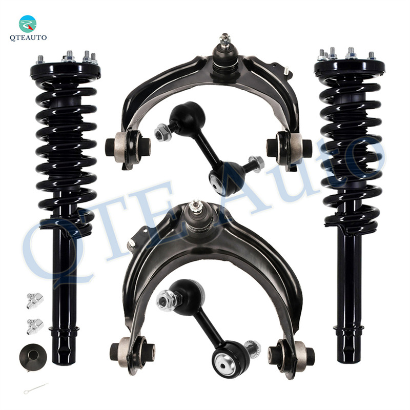 Set 6 Front Upper Control Arm Ball Joint-Sway Bar Link-Quick Complete Strut-Coil Spring Assembly For 2003 2005-2007 Honda Accord V6