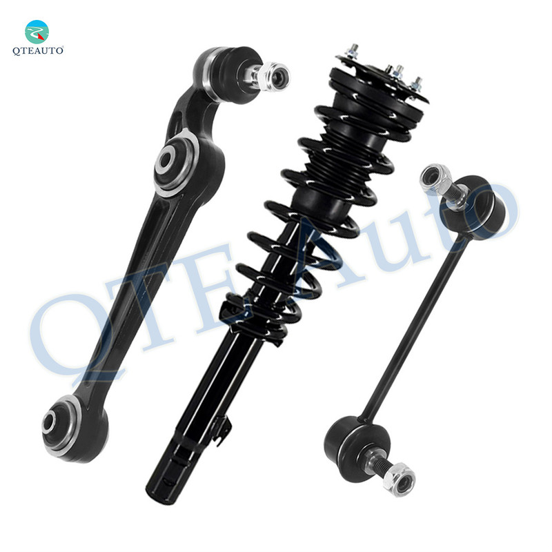 Set of 3 Front Left Lower Forward Control Arm Ball Joint-Sway Bar Link-Quick Complete Strut-Coil Spring Assembly For 2006 2007 Ford Fusion FWD