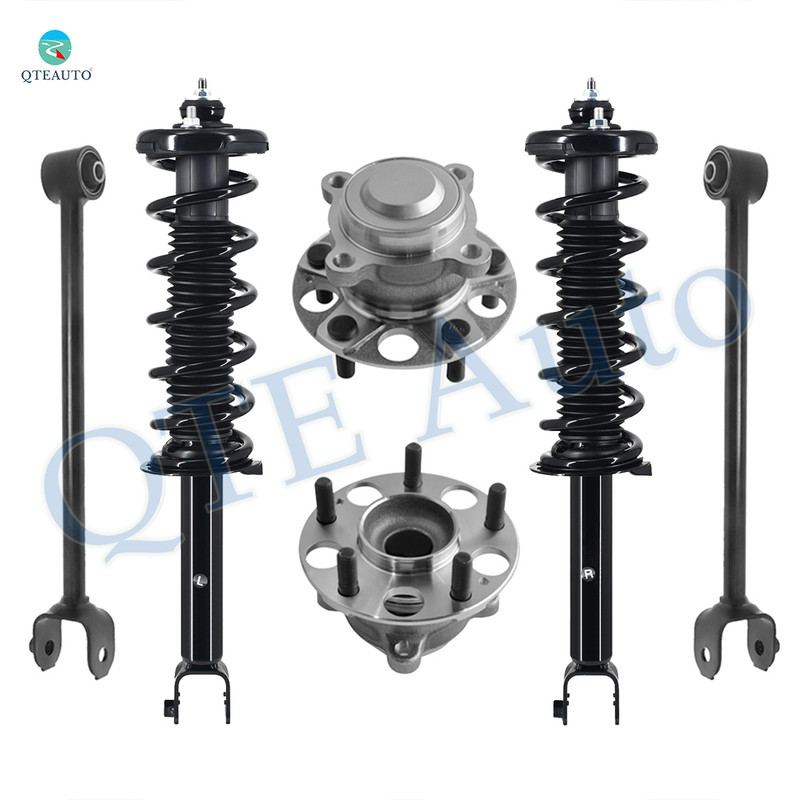 Set of 6 Rear Lower Rearward Control Arm-Wheel Hub Bearing Assembly-Quick Complete Strut-Coil Spring Assembly For 2014 2015 Honda Accord