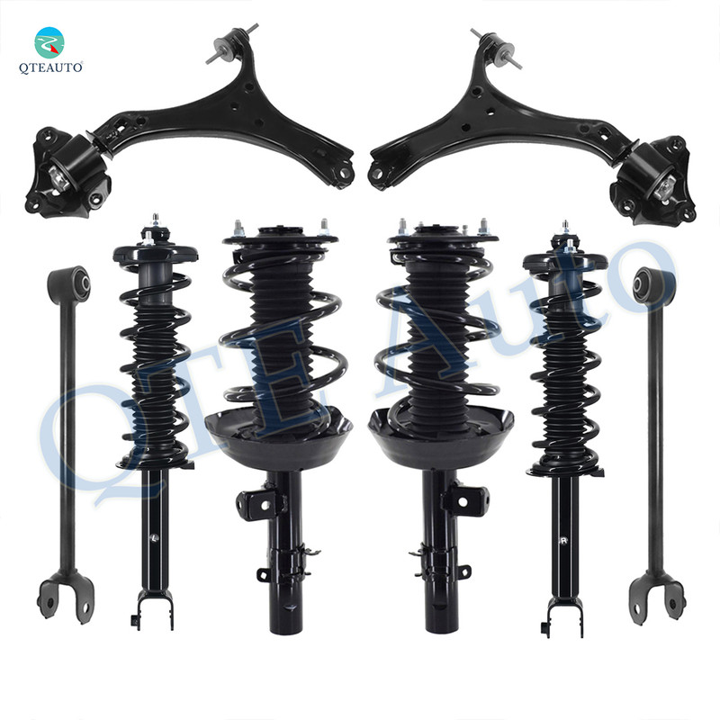 Set of 8 Front Lower Control Arm-Quick Complete Strut-Coil Spring Assembly-Rear Lower Rearward Control Arm-Quick Complete Strut-Coil Spring Assembly For 2014-2017 Honda Accord