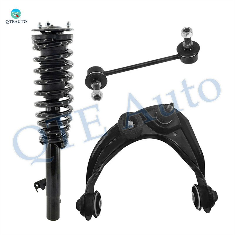 Set of 3 Front Left Upper Control Arm Ball Joint-Sway Bar Link-Quick Complete Strut-Coil Spring Assembly For 2007-2009 Lincoln MKZ AWD