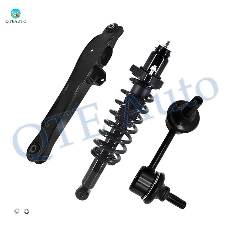 Set of 3 Rear Lower Rearward Control Arm-Sway Bar Link-Quick Complete Strut-Coil Spring Assembly For 2007-2009 Dodge Caliber