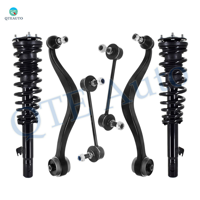Set of 6 Front Lower Rearward Control Arm Ball Joint-Sway Bar Link-Quick Complete Strut-Coil Spring Assembly For 2003-2008 Mazda 6