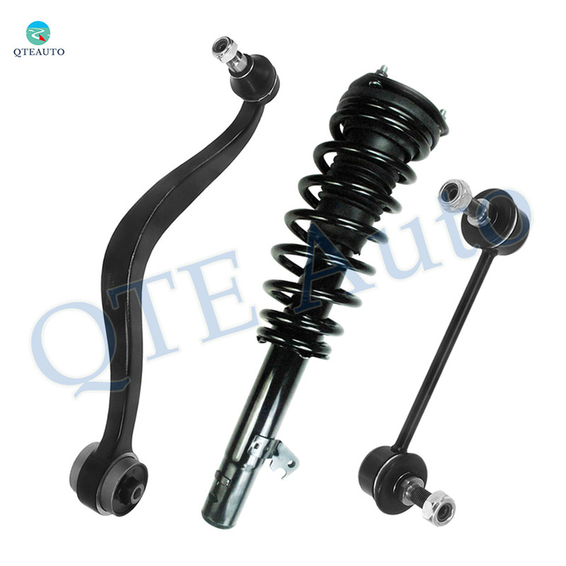Set of 3 Front Left Lower Rearward Control Arm Ball Joint-Sway Bar Link-Quick Complete Strut-Coil Spring Assembly For 2003-2008 Mazda 6 S