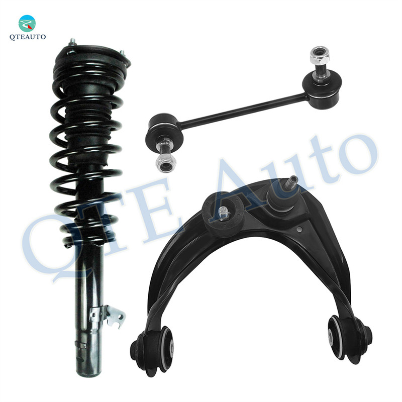 Set of 3 Front Left Upper Control Arm Ball Joint-Sway Bar Link-Quick Complete Strut-Coil Spring Assembly For 2003-2008 Mazda 6 S