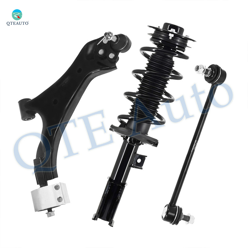 Set of 3 Front Left Lower Control Arm Ball Joint-Sway Bar Link-Quick Complete Strut-Coil Spring Assembly For 2012-2015 Chevrolet Captiva Sport