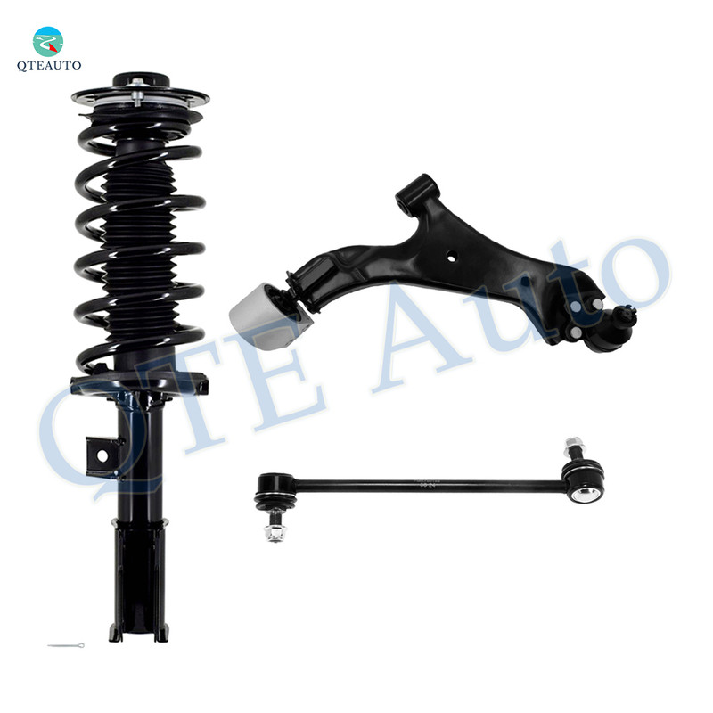 Set 3 Front Right Lower Control Arm Ball Joint-Sway Bar Link-Quick Complete Strut-Coil Spring Assembly For 2010-2017 Chevrolet Equinox