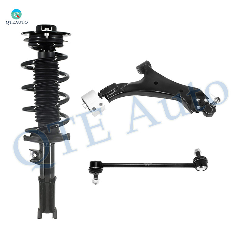 Set of 3 Front Right Lower Control Arm Ball Joint-Sway Bar Link-Quick Complete Strut-Coil Spring Assembly For 2008-2010 Saturn VUE V6