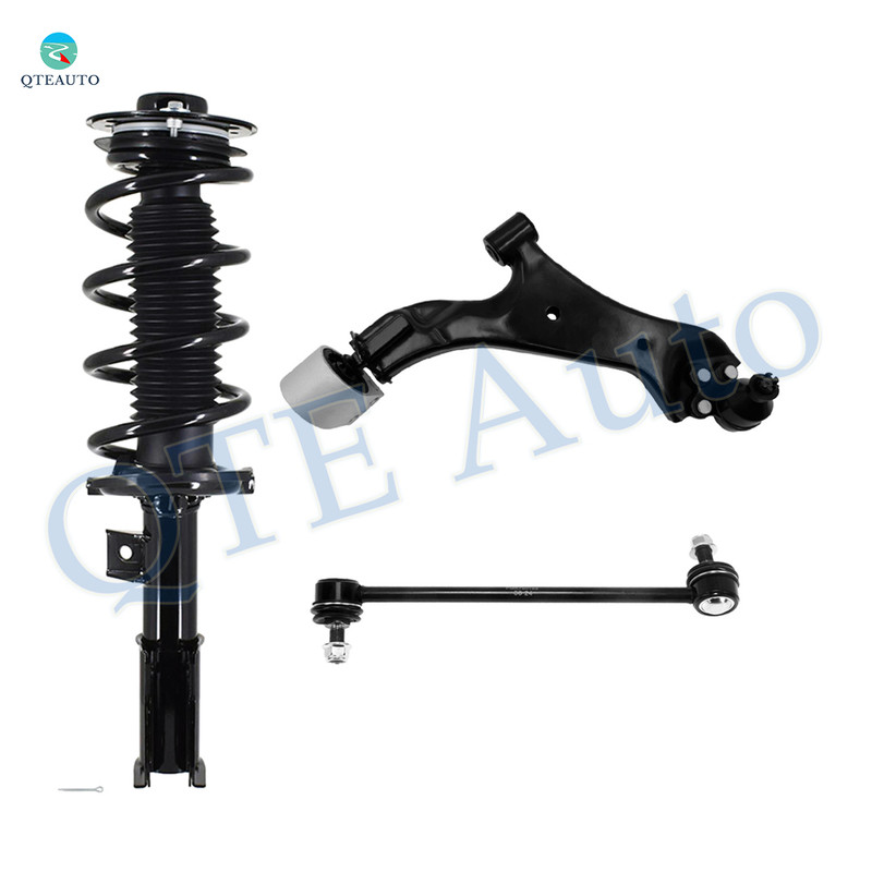 Set of 3 Front Right Lower Control Arm Ball Joint-Sway Bar Link-Quick Complete Strut-Coil Spring Assembly For 2010-2017 Chevrolet Equinox