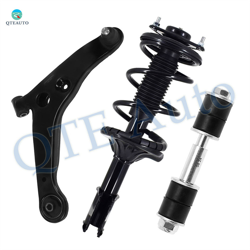 Set of 3 Front Right Lower Control Arm Ball Joint-Sway Bar Link-Quick Complete Strut-Coil Spring Assembly For 2002-2007 Mitsubishi Lancer