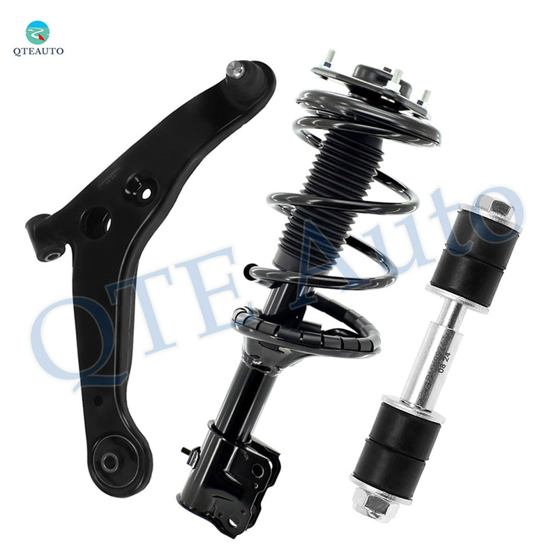 Set of 3 Front Right Lower Control Arm Ball Joint-Sway Bar Link-Quick Complete Strut-Coil Spring Assembly For 2004 Mitsubishi Lancer