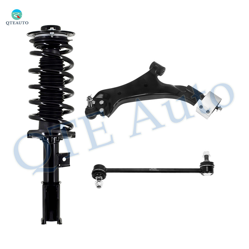 Set of 3 Front Left Lower Control Arm Ball Joint-Sway Bar Link-Quick Complete Strut-Coil Spring Assembly For 2010-2017 Chevrolet Equinox w/ 19" Wheels