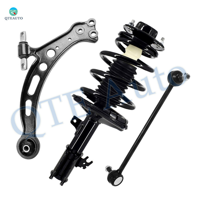 Set of 3 Front Right Lower Control Arm-Sway Bar Link-Quick Complete Strut-Coil Spring Assembly For 1997-2001 Toyota Camry V6
