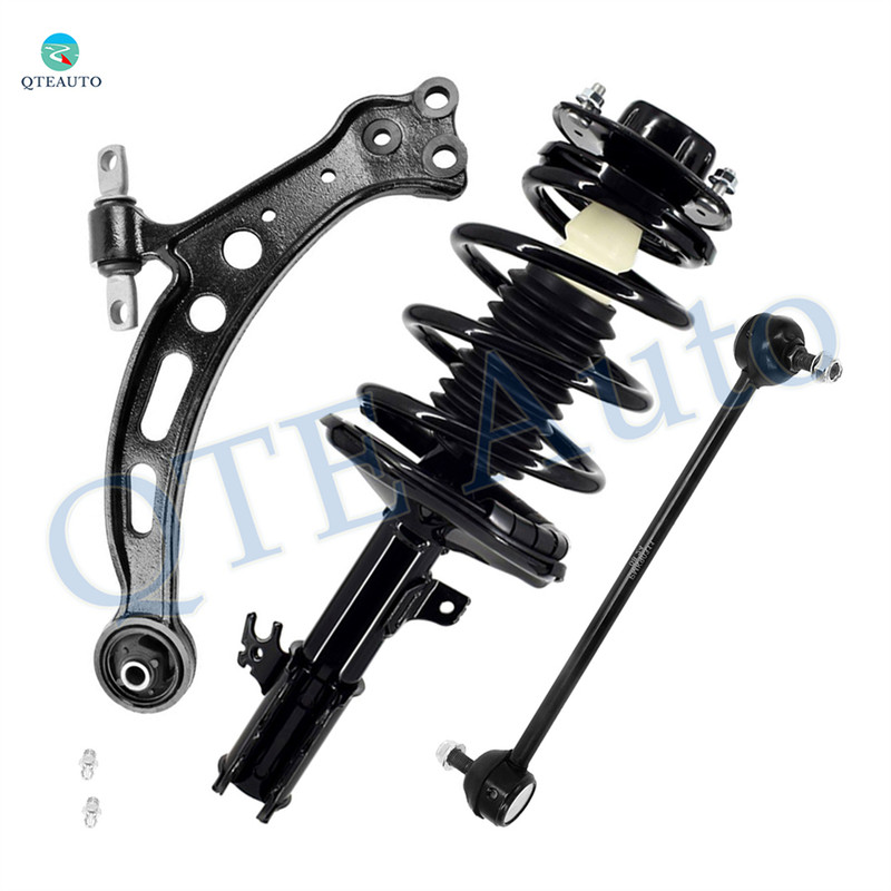 Set of 3 Front Left Lower Control Arm-Sway Bar Link-Quick Complete Strut-Coil Spring Assembly For 1997-2001 Lexus ES300