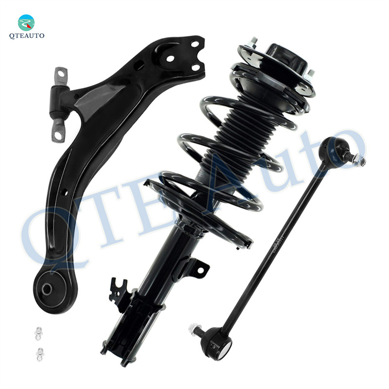 Set of 3 Front Left Lower Control Arm Ball Joint-Sway Bar Link-Quick Complete Strut-Coil Spring Assembly For 2004 Toyota Avalon