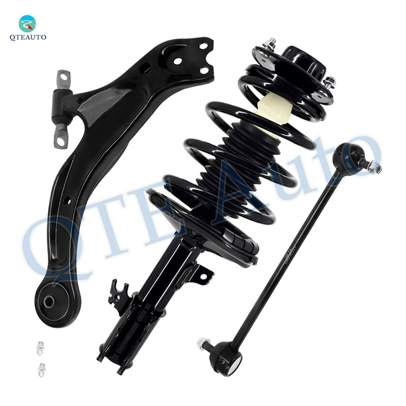 Set of 3 Front Left Lower Control Arm Ball Joint-Sway Bar Link-Quick Complete Strut-Coil Spring Assembly For 1998-2003 Toyota Avalon