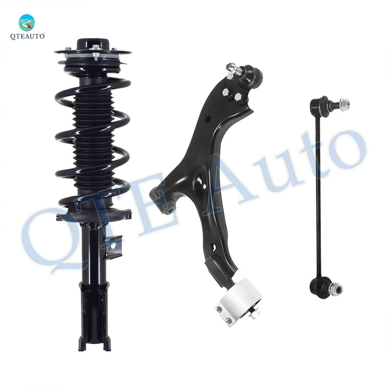Set of 3 Front Left Lower Control Arm Ball Joint-Sway Bar Link-Quick Complete Strut-Coil Spring Assembly For 2007-2009 Chevrolet Equinox