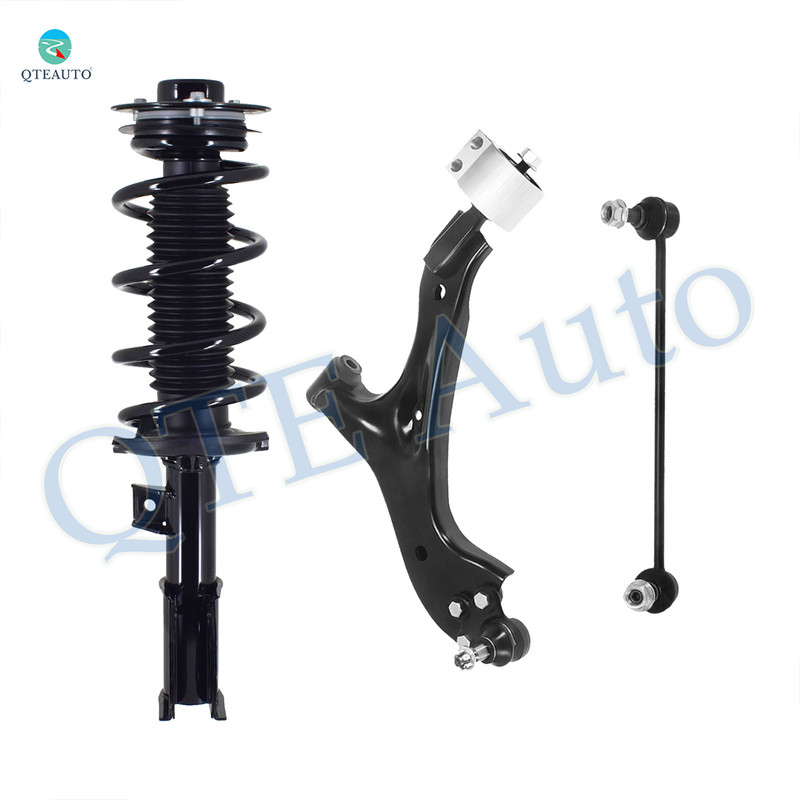 Set of 3 Front Right Lower Control Arm Ball Joint-Sway Bar Link-Quick Complete Strut-Coil Spring Assembly For 2007-2009 Chevrolet Equinox