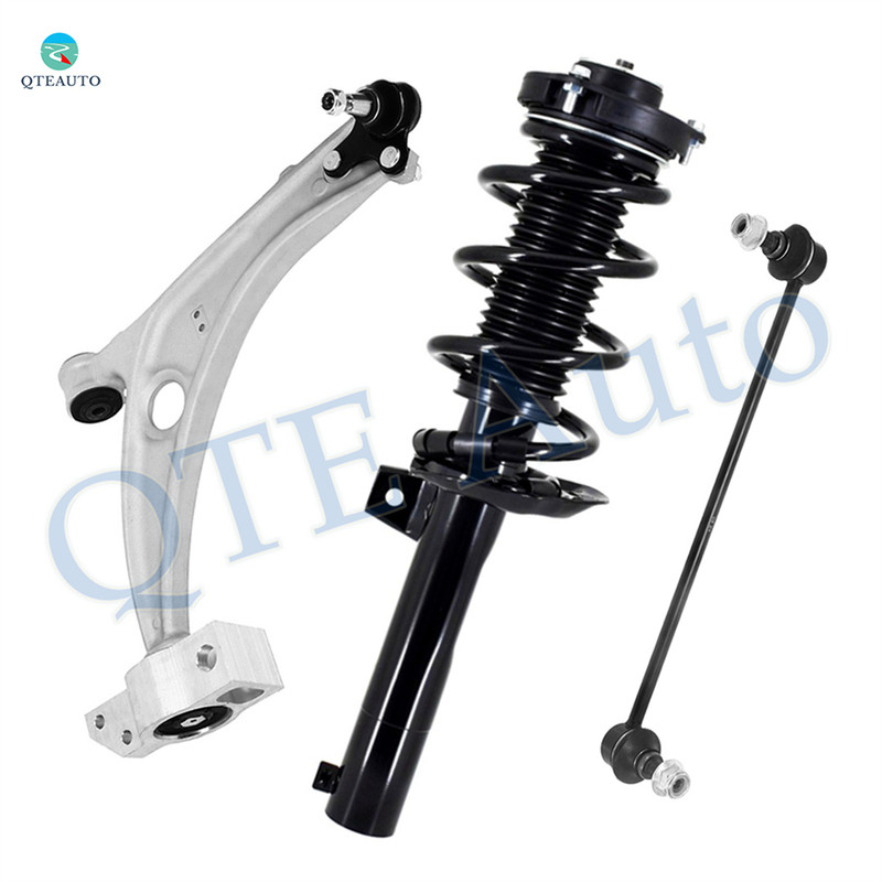 Set of 3 Front Right Lower Control Arm Ball Joint-Sway Bar Link-Quick Complete Strut-Coil Spring Assembly For 2009-2017 Volkswagen CC V6