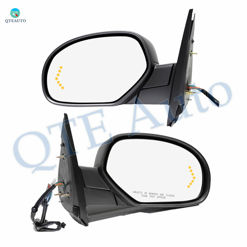 Driver & Passenger Side Mirror, LH-RH Power Adjust Heated Manual Folding For 2007-2013 Chevrolet Suburban 2500 With Signal Light; Without Blind Spot Monitor, Memory & Auto-Dimming