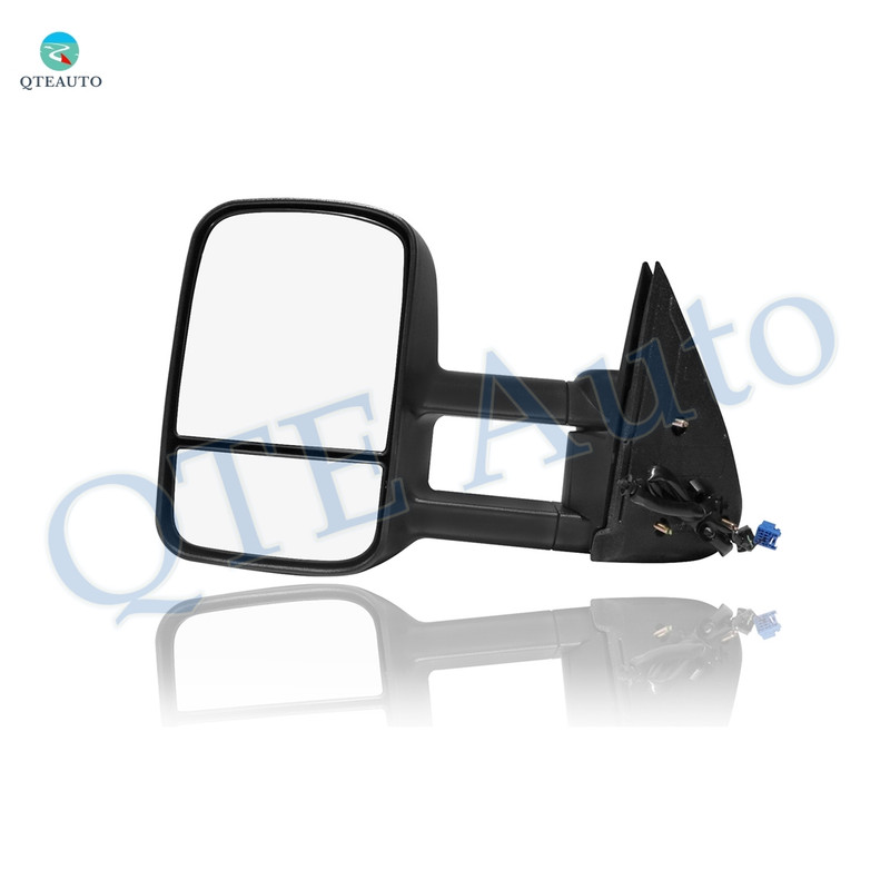 Left Driver Side Mirror, Power Adjust Heated Textured Black Manual Folding For 2003 2004 GMC Sierra 2500  With Blind Spot Monitor; Without Signal Light, Memory & Auto-Dimming