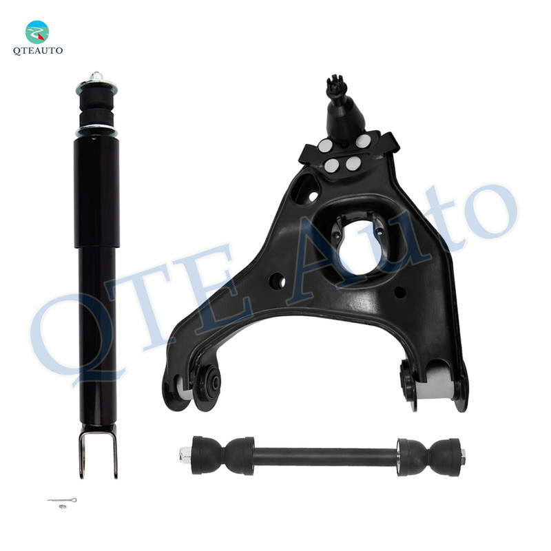 Set of 3 Front Left Upper Control Arm Ball Joint-Sway Bar Link-Shock Absorber For 2004 GMC Sierra 1500