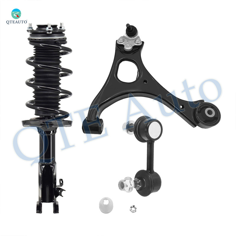 Set of 3 Front Left Lower Control Arm Ball Joint-Sway Bar Link-Quick Complete Strut-Coil Spring Assembly For 2006-2011 Honda Civic Coupe