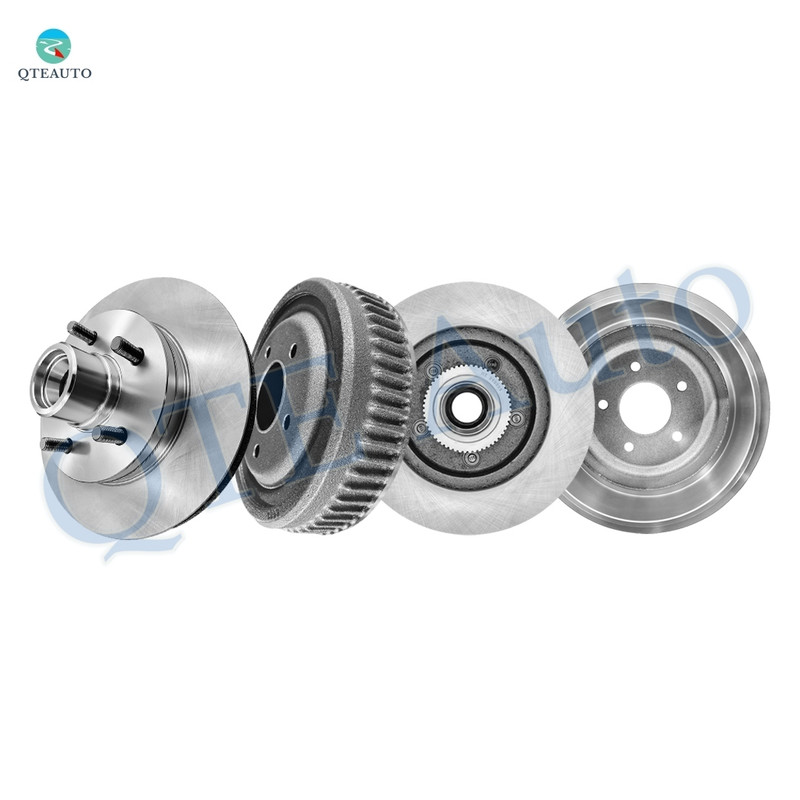 Set of 4 Front 295mm Disc Brake Rotor and Hub Assembly-Rear 305mm Brake Drum For 1995-1999 Chevrolet C1500
