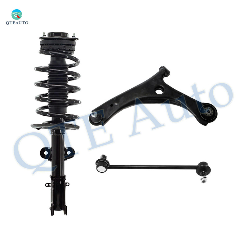 Set of 3 Front Left Lower Control Arm Ball Joint-Sway Bar Link-Quick Complete Strut-Coil Spring Assembly For 2012-2015 RAM C/V