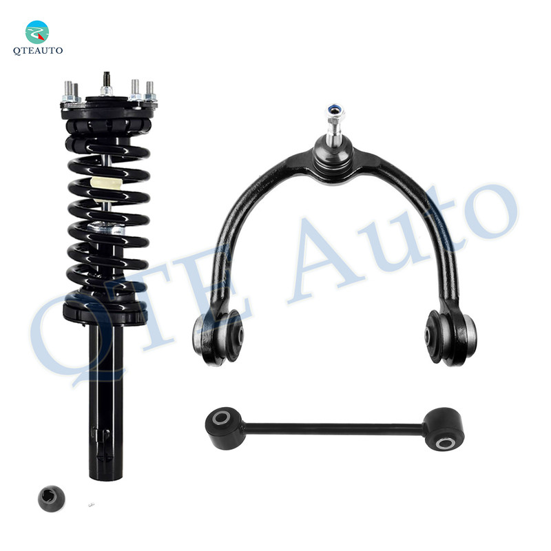 Set of 3 Front Right Upper Control Arm Ball Joint-Sway Bar Link-Quick Complete Strut-Coil Spring Assembly For 2006-2010 Jeep Commander