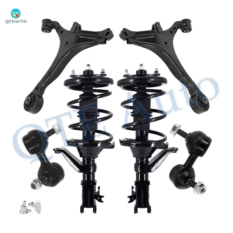 Set of 6 Front Lower Control Arm-Sway Bar Link-Quick Complete Strut-Coil Spring Assembly For 2001 2002 Honda Civic