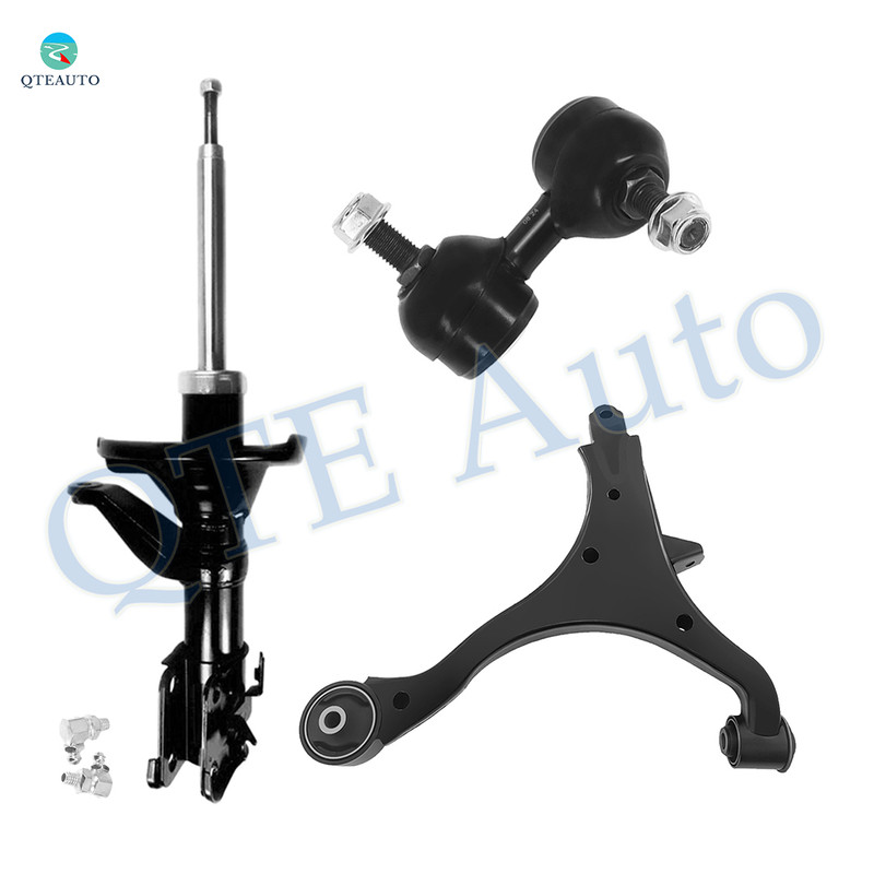 Set of 3 Front Right Lower Control Arm-Sway Bar Link-Suspension Strut Assembly For 2002-2004 Honda CR-V