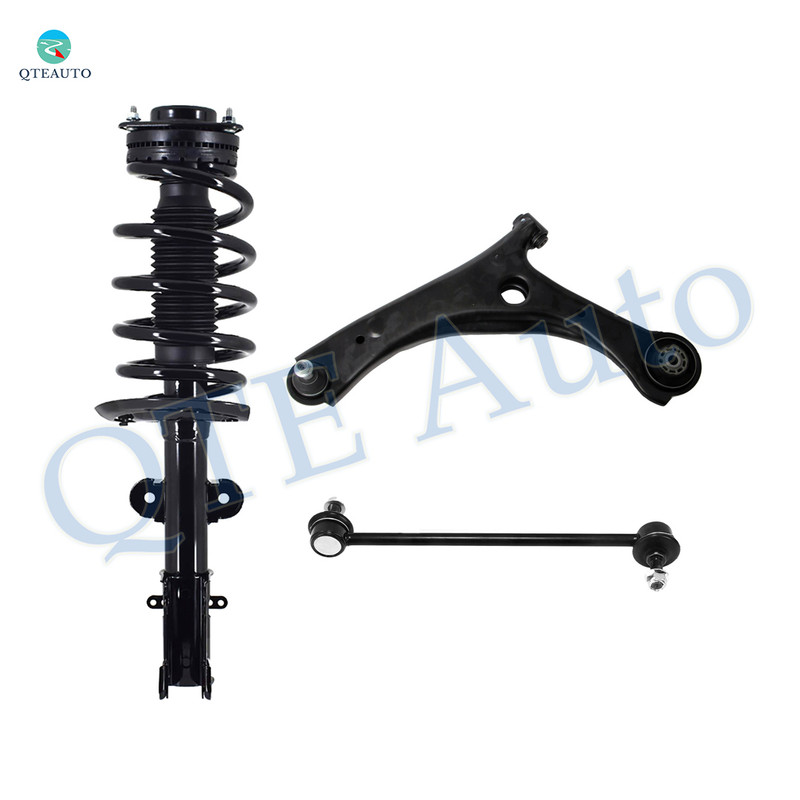 Set of 3 Front Left Lower Control Arm Ball Joint-Sway Bar Link-Quick Complete Strut-Coil Spring Assembly For 2008-2011 Dodge Grand Caravan