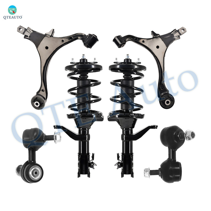Set of 6 Front Lower Control Arm-Sway Bar Link-Quick Complete Strut-Coil Spring Assembly For 2005 2006 Honda CR-V
