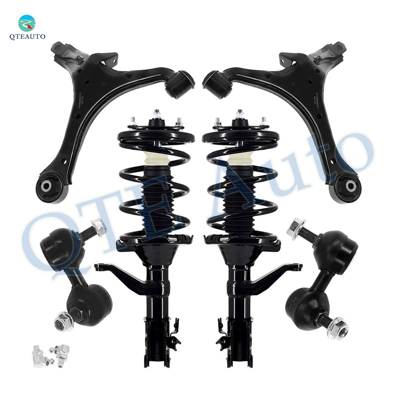 Set of 6 Front Lower Control Arm-Sway Bar Link-Quick Complete Strut-Coil Spring Assembly For 2007-2011 Honda Element