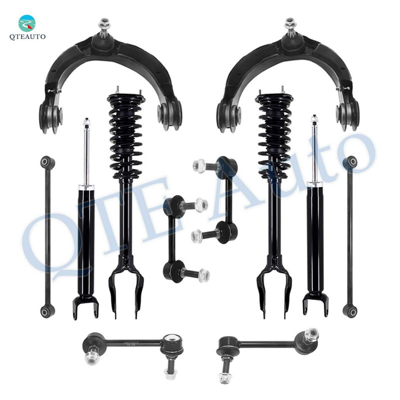 Set of 12 Front Upper Control Arm Ball Joint-Sway Bar Link-Quick Complete Strut-Coil Spring Assembly-Rear Lower Rearward Control Arm-Sway Bar Link-Shock Absorber For 2011-2015 Jeep Grand Cherokee